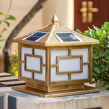 Classic Chinese Solar Post Lantern Outdoor Patio Lamp Image - 1