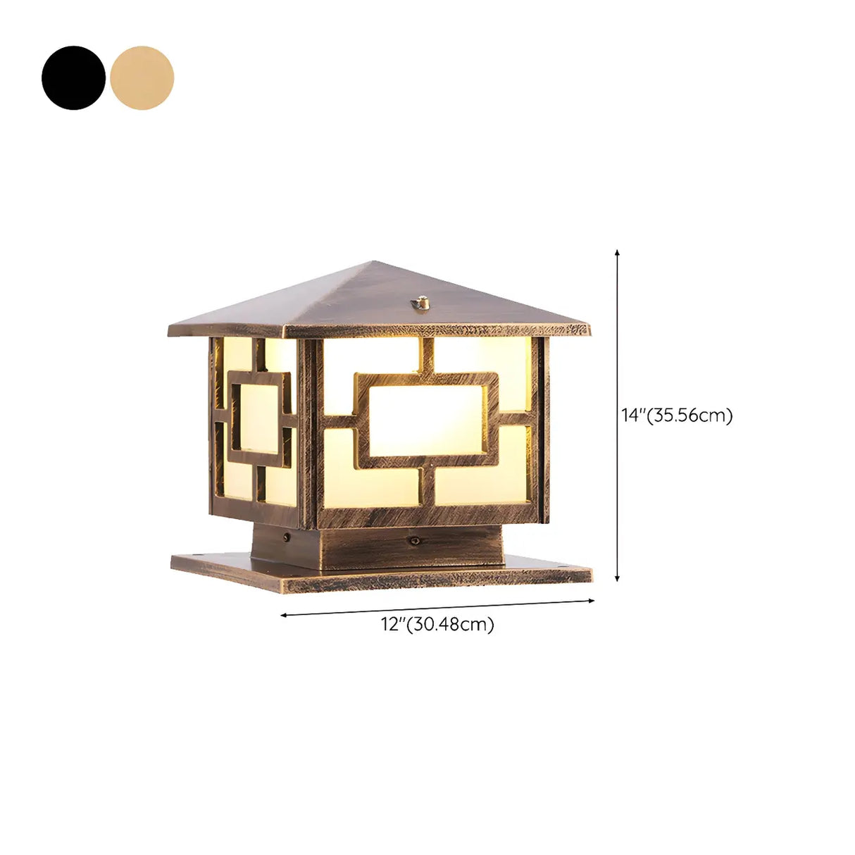 Classic Chinese Solar Post Lantern Outdoor Patio Lamp 