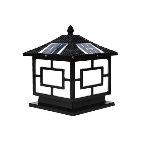 Classic Chinese Solar Post Lantern Outdoor Patio Lamp Image - 2