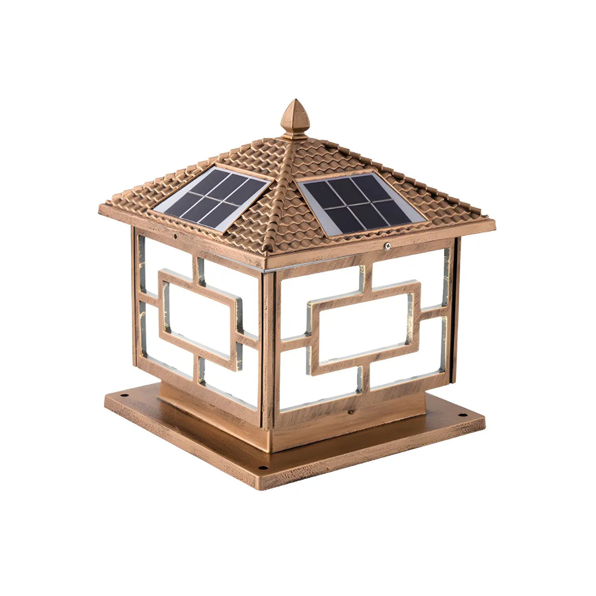 Classic Chinese Solar Post Lantern Outdoor Patio Lamp Image - 3