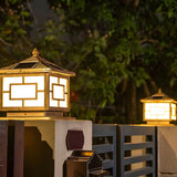 Classic Chinese Solar Post Lantern Outdoor Patio Lamp Image - 5