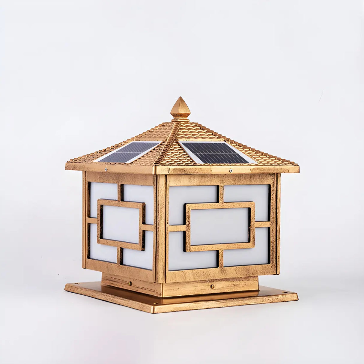 Classic Chinese Solar Post Lantern Outdoor Patio Lamp Image - 8