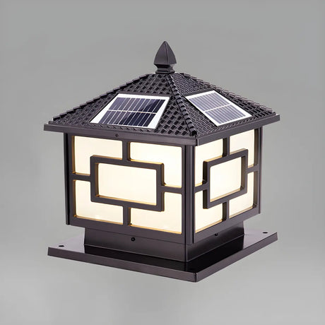 Classic Chinese Style Solar Outdoor LED Pillar Cap Lamp Image - 2