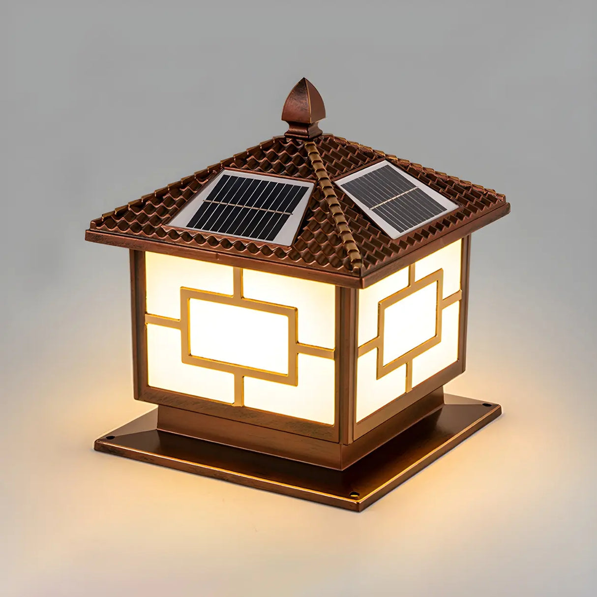 Classic Chinese Style Solar Outdoor LED Pillar Cap Lamp Image - 3