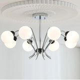 Classic Chrome White Globe Living Room Pendant Chandelier Image - 5