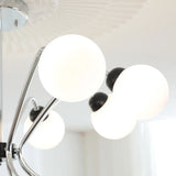 Classic Chrome White Globe Living Room Pendant Chandelier Image - 9