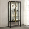 Classic Clear Glass Black Metal Curio Display Cabinet Image - 2