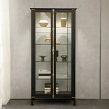 Classic Clear Glass Black Metal Curio Display Cabinet Image - 4