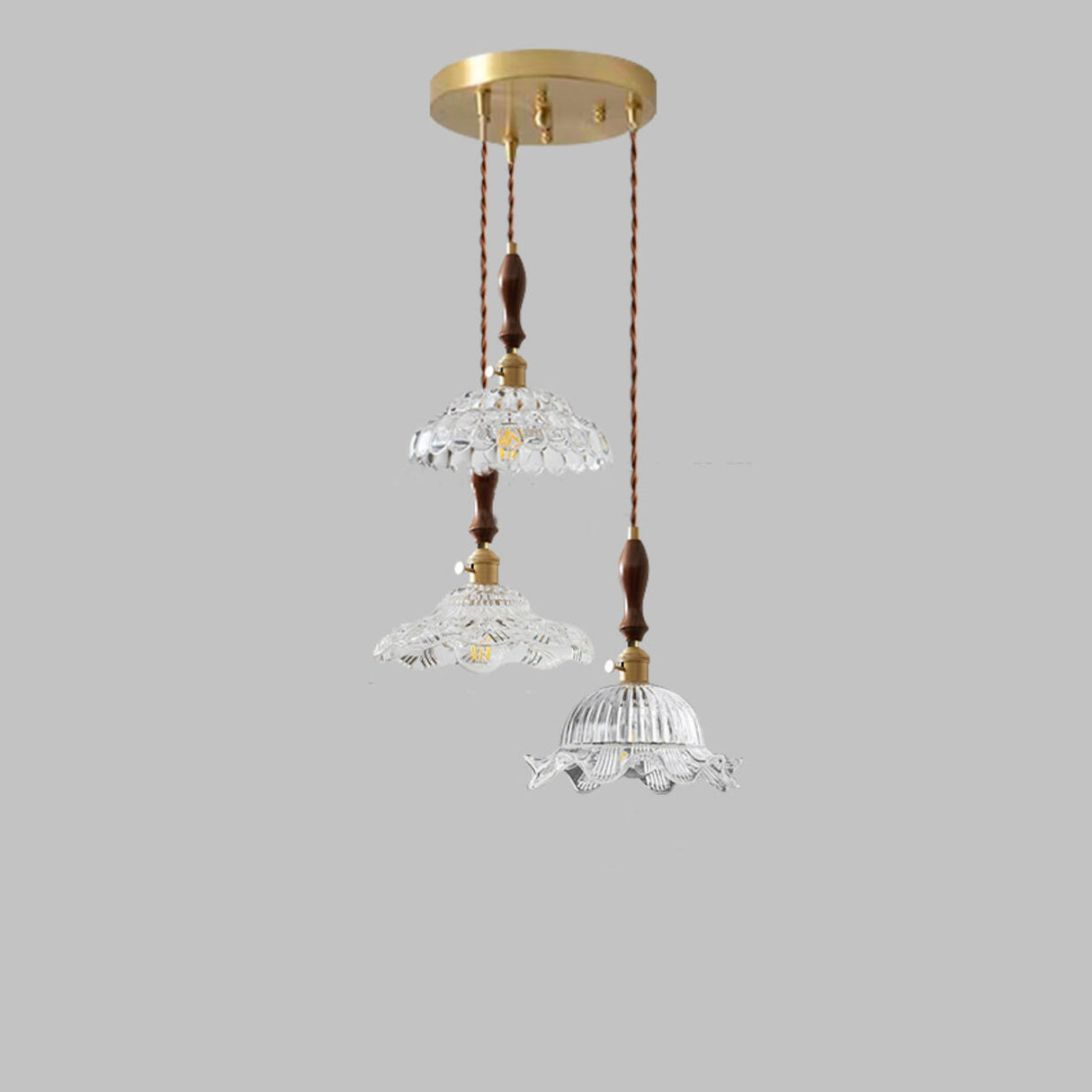 Classic Clear Glass Flower Dining Room Pendant Light Image - 5