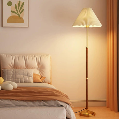 Classic Cone Bedside Floor Lamp with Pull Chain Image - 1