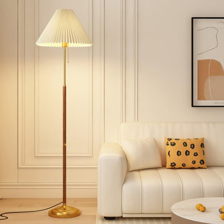 Classic Cone Bedside Floor Lamp with Pull Chain Image - 2