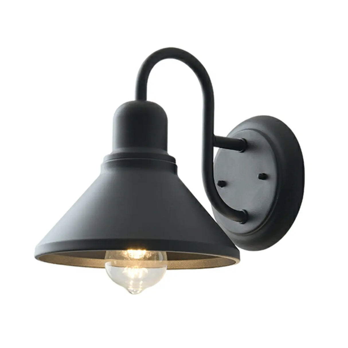 Classic Cone Black Metal External LED Wall Lights Image - 5