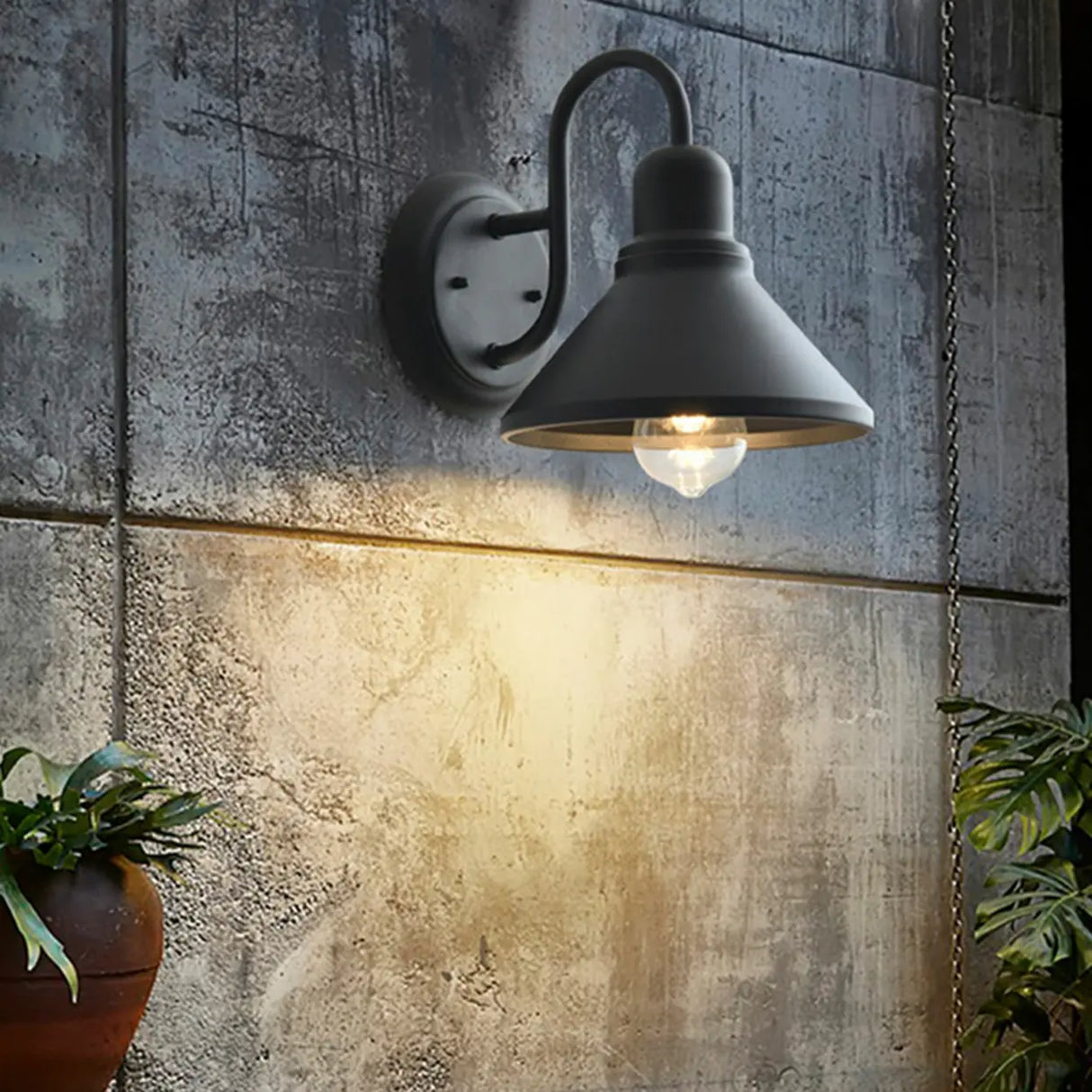 Classic Cone Black Metal External LED Wall Lights Image - 8