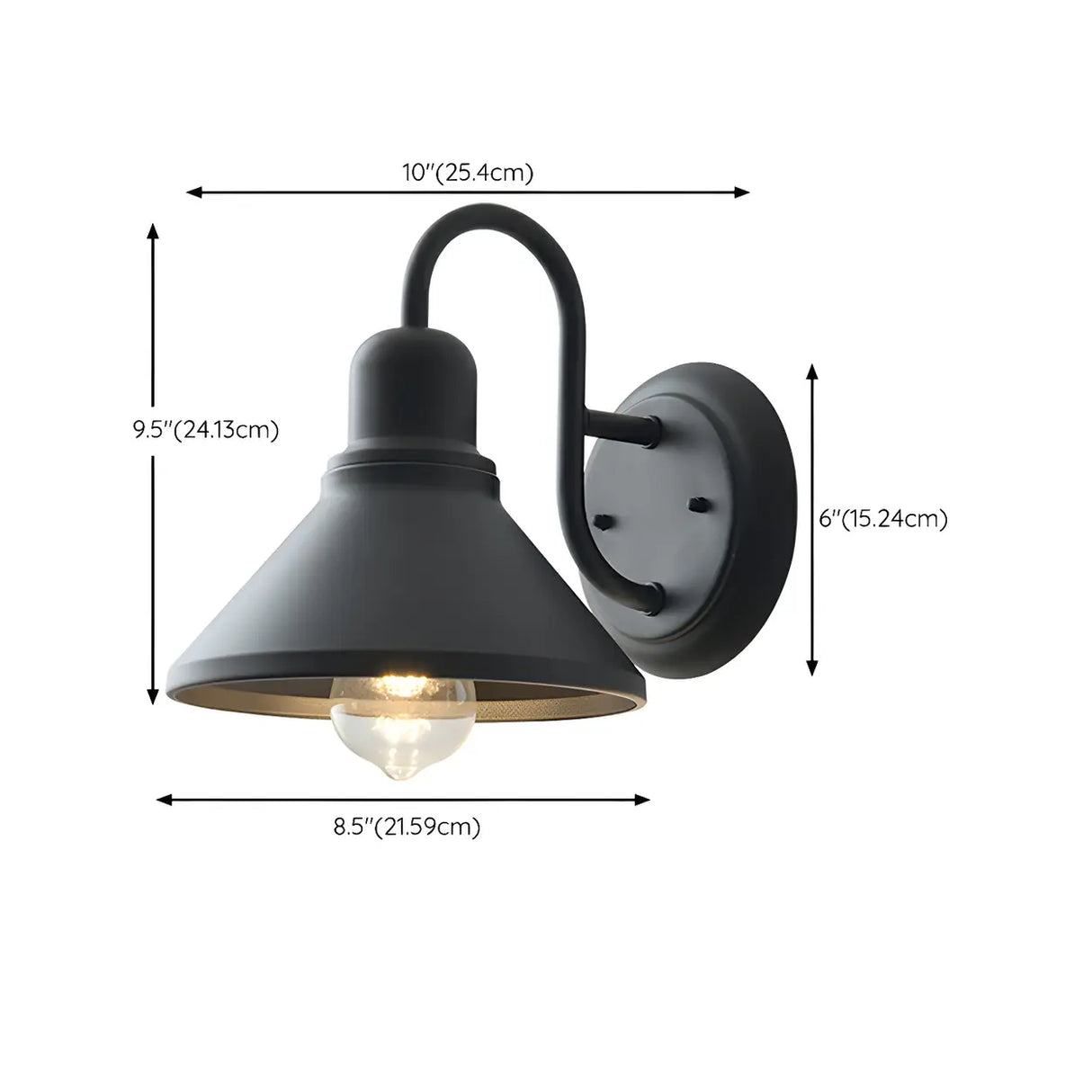 Classic Cone Black Metal External LED Wall Lights 