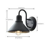 Classic Cone Black Metal External LED Wall Lights #size