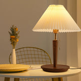 Classic Conical Wood Table Lamp with Pull Chain Switch Image - 13