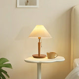 Classic Conical Wood Table Lamp with Pull Chain Switch Image - 2