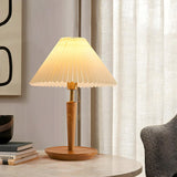 Classic Conical Wood Table Lamp with Pull Chain Switch Image - 3