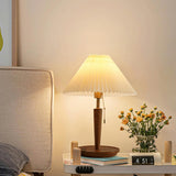 Classic Conical Wood Table Lamp with Pull Chain Switch Image - 4