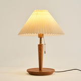 Classic Conical Wood Table Lamp with Pull Chain Switch Image - 9