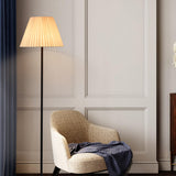 Classic Contemporary Pleated Shade Black Floor Lamp Image - 14