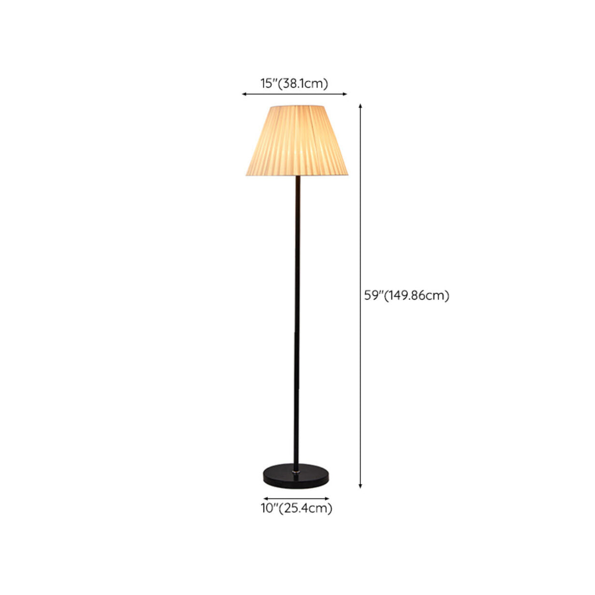 Classic Contemporary Pleated Shade Black Floor Lamp 