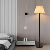 Classic Contemporary Pleated Shade Black Floor Lamp Image - 4