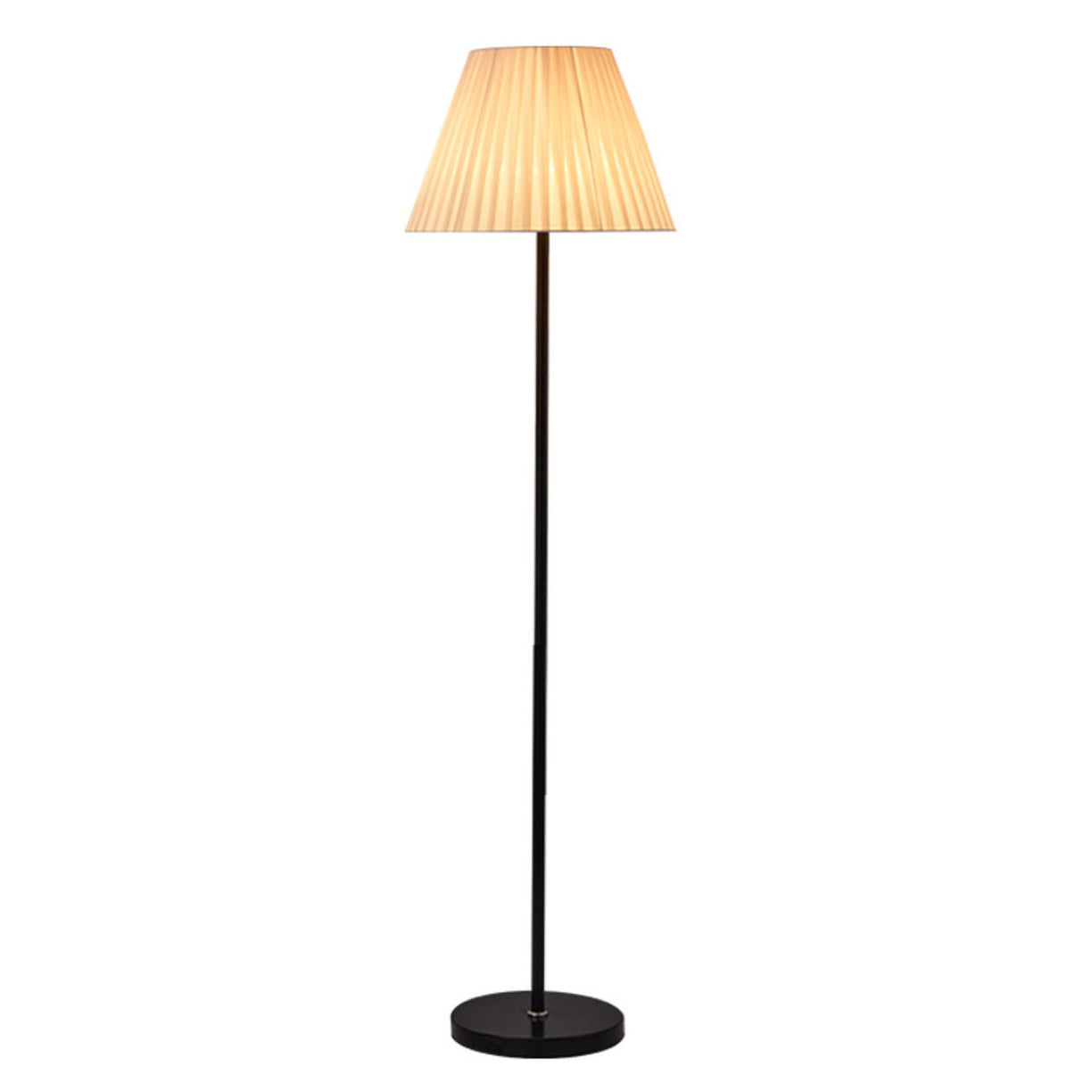 Classic Contemporary Pleated Shade Black Floor Lamp Image - 5