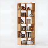 Classic Corner L-Shaped Open Wood Display Bookcase Image - 10