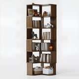 Classic Corner L-Shaped Open Wood Display Bookcase Image - 12