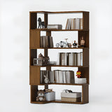 Classic Corner L-Shaped Open Wood Display Bookcase Image - 16