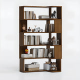 Classic Corner L-Shaped Open Wood Display Bookcase Image - 17