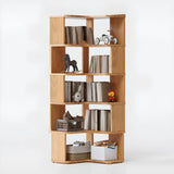 Classic Corner L-Shaped Open Wood Display Bookcase Image - 18