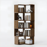 Classic Corner L-Shaped Open Wood Display Bookcase Image - 19