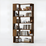 Classic Corner L-Shaped Open Wood Display Bookcase Image - 7