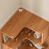 Classic Corner L-Shaped Open Wood Display Bookcase Image - 8