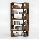 Classic Corner L-Shaped Open Wood Display Bookcase Image - 9