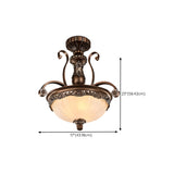 Classic Dome Floral Glass Chandelier Adjustable Chain Image - 20