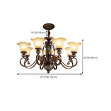 Classic Dome Floral Glass Chandelier Adjustable Chain Image - 22