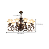 Classic Dome Floral Glass Chandelier Adjustable Chain Image - 23