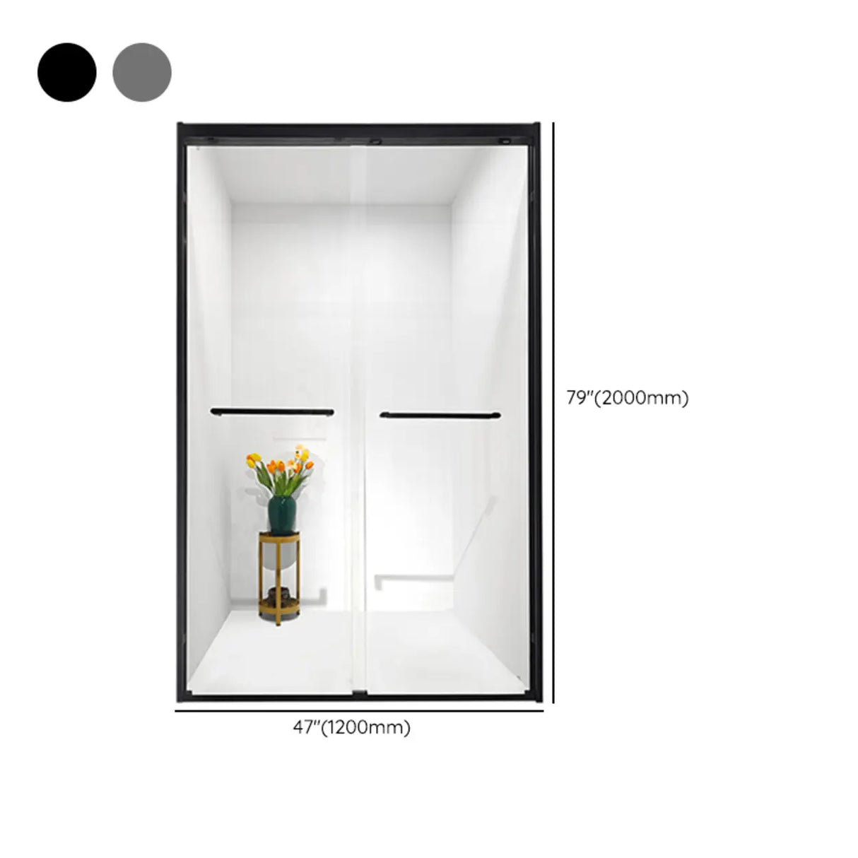 Classic Double Sliding Rectangle Glass Shower Door 