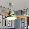 Classic Down Rod 3 Solid Wood Blades Ceiling Fan Light Image - 5