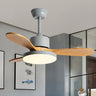 Classic Down Rod 3 Solid Wood Blades Ceiling Fan Light Image - 7