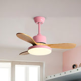 Classic Down Rod 3 Solid Wood Blades Ceiling Fan Light Image - 8