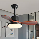 Classic Down Rod 3 Solid Wood Blades Ceiling Fan Light Image - 9