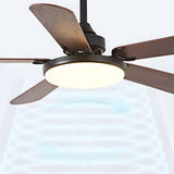 Classic Down Rod 5 Blade Wood Ceiling Fan with Light Image - 12