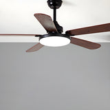 Classic Down Rod 5 Blade Wood Ceiling Fan with Light Image - 15