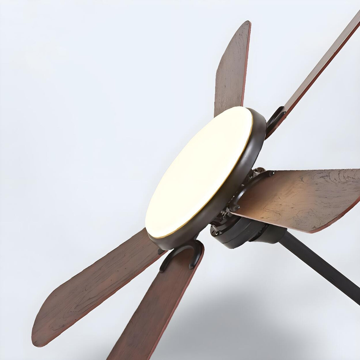 Classic Down Rod 5 Blade Wood Ceiling Fan with Light Image - 8