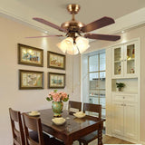 Classic Downwards White Flower Chandelier Fan Light Image - 1