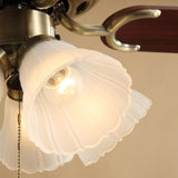 Classic Downwards White Flower Chandelier Fan Light Image - 11